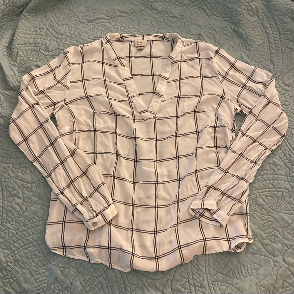 Grid Print Blouse